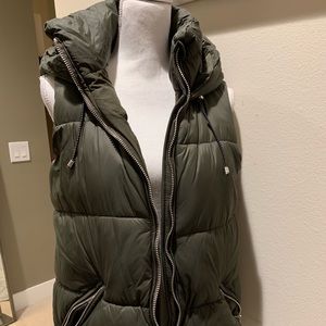 Zara Olive Green Long Down Vest